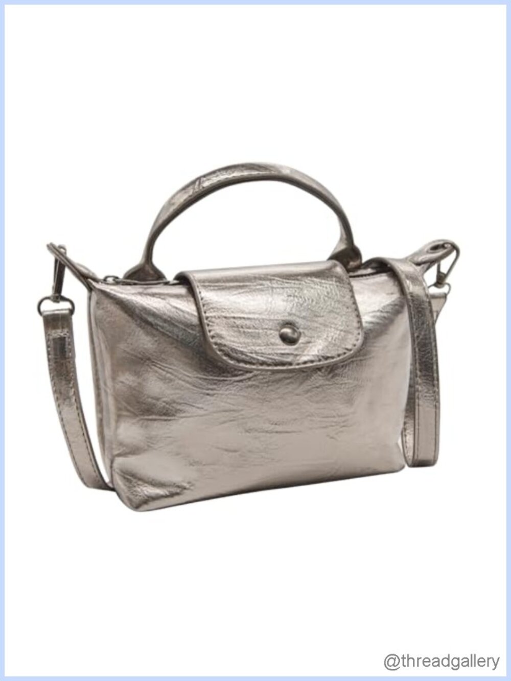 Metallic PU Leather Small Crossbody Bag Mini Tote Hobo Purse
